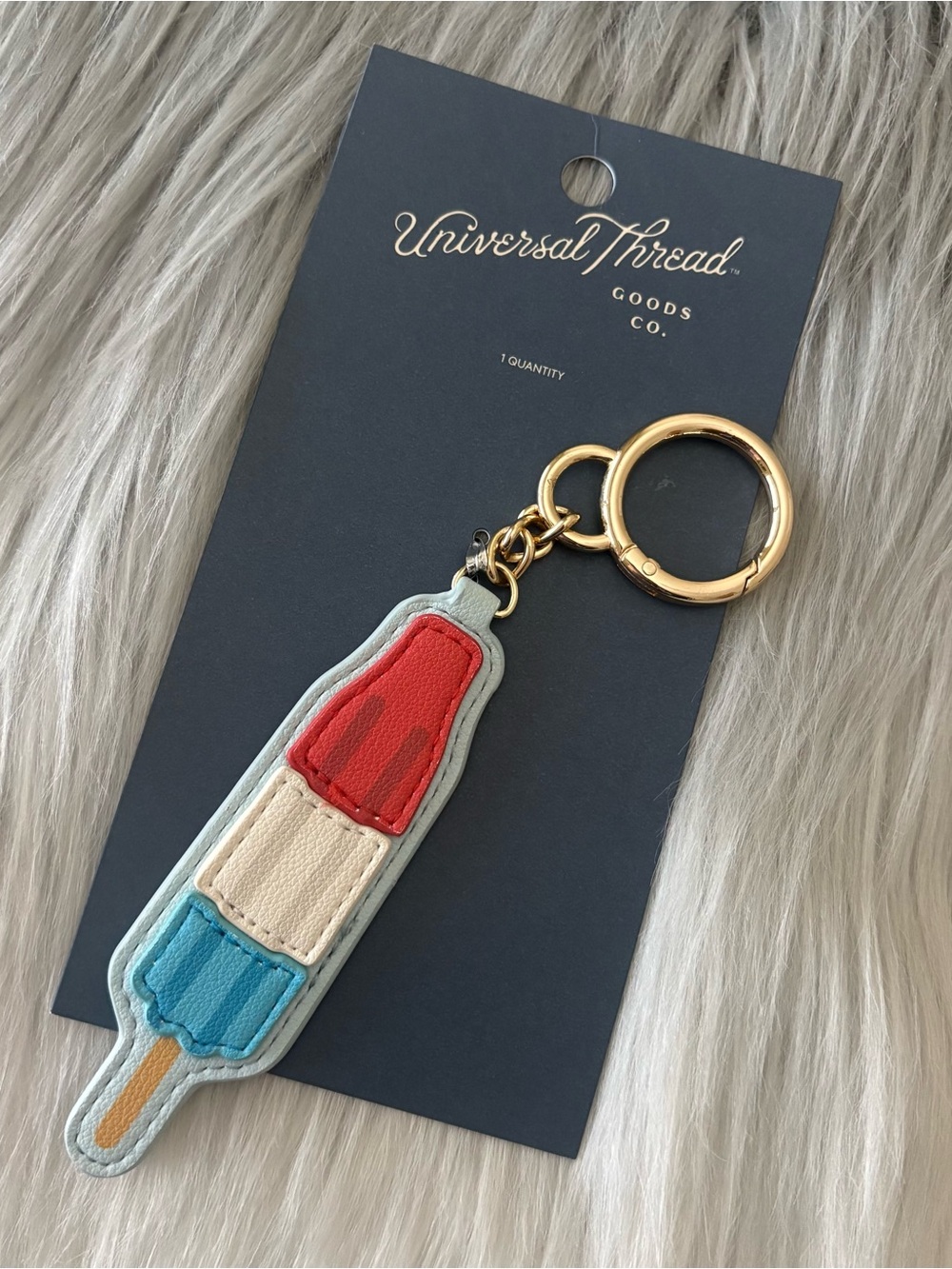 Universal Thread Patriotic Red, White & Blue Rocket Ice Pop Keyring Bag Charm
